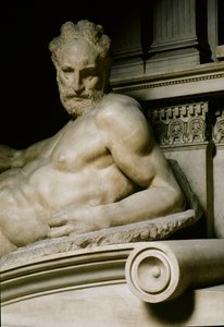 The Twilight Allegory. Graven til Laurent II av Medicis. Marmorskulptur 1531 av Michelangelo Buonarroti