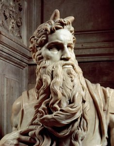 Graven til pave Julius II 1453-1513 detalj av hodet til Moses, 1513-16 marmor