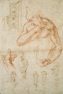 Ulike studier for det sixtinske tak og graven til pave Julius II, c1490-1560 av Michelangelo Buonarroti