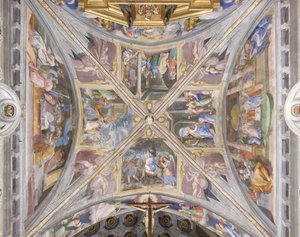 Kanselhvelvet med scener fra Jomfru Marias liv (fresco) av Michelangelo Carminati