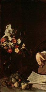 Lutespilleren, ca. 1595 (detalj av 2639693) av Michelangelo Merisi Caravaggio