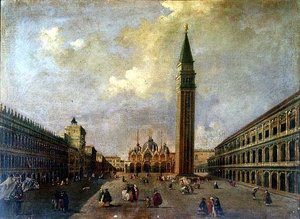Markusplassen med Campanile (olje) av Michele (attr. to) Marieschi
