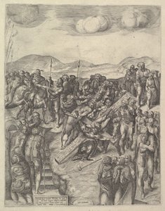 The Crucifixion of Saint Peter, etter Michelangelos fresker i Pauline Chapel, Va..., 1550-60. av Michele Lucchese