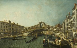 Rialtobroen, Venezia, ca. 1740 (olje på lerret) av Michele Marieschi