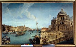 Utsikt over inngangen til Canal Grande og Salutekirken i Venezia Maleri av Michele Marieschi (1710-1741) Søn fra 1700-tallet. 1,25x2,13 m av Michele Marieschi