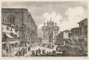 Utsikt over Venezia: Campo S. Rocco, 1741. av Michele Marieschi