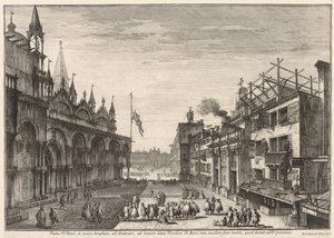 Utsikt over Venezia: Piazzetta S. Basso av Michele Marieschi