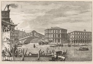 Utsikt over Venezia: Rialto-broen og markedet, 1741. av Michele Marieschi