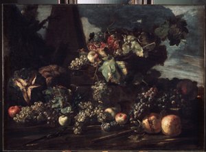 "Stilleben med druer" Maleri av Michelangelo Pace da Campidoglio (1610-1670) 1650-1660 Mål 98x134 cm Eremitagemuseet, St. Petersburg