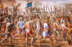 Triumf til konsulen Lucius Aemilius Paulus over Perseus, kongen av Makedonia (detalj), ca 1570 (fresco) av Michele and Rocchetti Jacopo Alberti