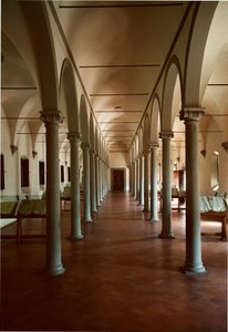 Biblioteket til klosteret San Marco (Saint Mark) i Firenze, Italia. Arkitektur av Michelozzo di Bartolommeo Michelozzi kjent som Michelozzo Michelozzi (Firenze 1396 - 1472)