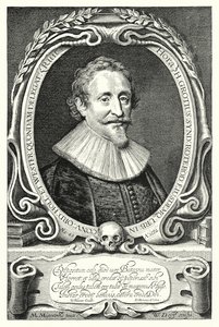 Hugo Grotius, nederlandsk jurist, teolog; filosof og forfatter (gravering) av Michiel Jansz. van (after) Miereveld