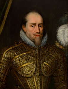 Portrett av en mann i rustning (olje på lerret)