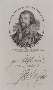 George Villiers hertug av Buckingham , engelsk hoffmann, politiker og favoritt til kong James I (gravering) av Michiel Janszoon van (after) Miereveldt