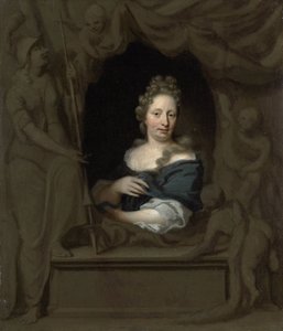 Portrett av Eva Visscher, kone til Michiel van Musscher av Michiel van Musscher