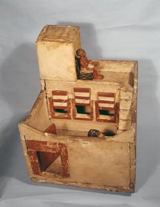 Tremodell av et kornmagasin med figurer, ca. 2000-1800 f.Kr. (tre)