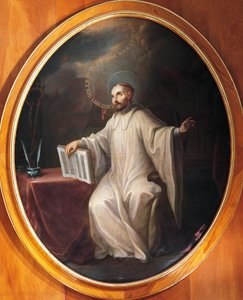 St Bernard av Clairvaux , tilskrevet Miguel Cabrera (1695-1768) av Miguel (attr. to) Cabrera