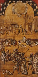 Erobringen av Mexico, Panel IV, ca. 1696-1715 (maling på tre)