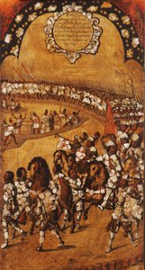 Erobringen av Mexico, Panel IX, ca. 1696-1715 (maling på tre)