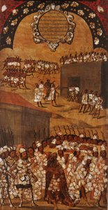 Erobringen av Mexico, Panel XVII, ca. 1696-1715 (maling på tre)