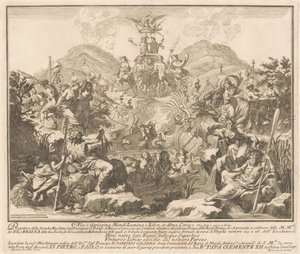 Seconda Macchina for Chinea av 1738: The Triumph of Bacchus and Ceres av Miguel de Sorellò, after Carl Marcus Tuscher