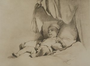 Baby sover på sengen