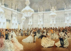 Ball i konsertsalen i vinterpalasset under det offisielle besøket til Nasir al-Din Shah i mai av Mihaly von Zichy