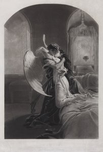Tamara og Demon. Illustrasjon til diktet Demonen av Mikhail Lermontov, ca. 1880