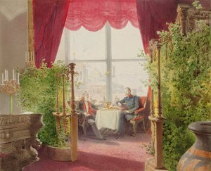 Frokost til keisere Alexander II og William I i vinterpalasset, 1873. av Mihály Zichy