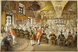 Seremoniell middag i fasettenes palass i Kreml i Moskva, 1883-1895. av Mihály Zichy