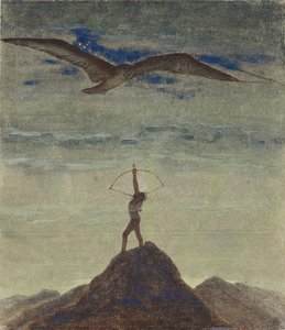Skyttens tegn (fra syklusen ""Zodiac") av Ciurlionis, Mikalojus Konstantinas (1875-1911). Tempera på papir, størrelse: 35,3x30,1