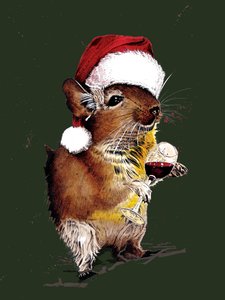 Christmas Degu on Forest Green, 2020