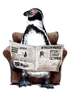 Retirement Penguin on White, 2020 av Mike Davis