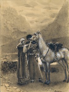 Farvel til Zara med Ismail. Illustrasjon til diktet Ismail Bey av Mikhail Lermontov, 1890-1891 av Mikhail Aleksandrovich Vrubel