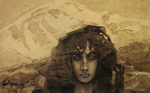 Head of a Demon, 1890 (wc på papp)