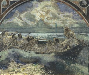Jesus går på vannet, 1890 av Mikhail Aleksandrovich Vrubel