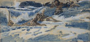 Spille naiader og tritoner, 1896-1898 av Mikhail Aleksandrovich Vrubel