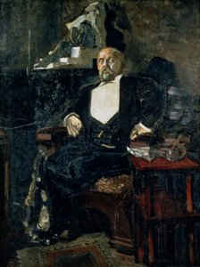 Portrett av Savva Mamontov, grunnleggeren av den første private operaen av Mikhail Aleksandrovich Vrubel