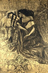 Tamara og Demon. Illustrasjon til diktet Demonen av Mikhail Lermontov, 1890-1891
