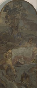 Venus, Amor og Paris, midtpanelet til Triptykonen The Judgment of Paris av Mikhail Aleksandrovich Vrubel