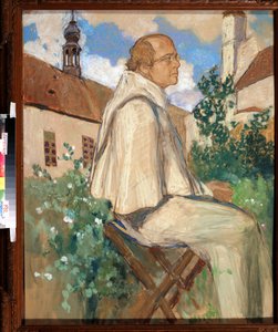 ""Portrett av Johann Gregor Mendel (1822-1884), tsjekkisk munk og botaniker, grunnlegger av genetikk"" Maleri av Mikhail Dmitrievich Ezuchevsky (1880-1928) 1926 State Darwin Museum, Moskva