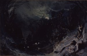 Scenedesign for operaen The Power of the Fiend av A. Serov, 1871 av Mikhail Ilyich Bocharov