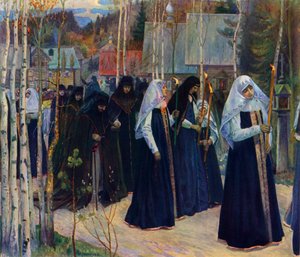 'After Taking The Veil', 1898, 1965. av Mikhail Nesterov