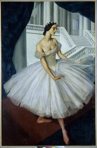 Portrett av ballerinaen Anna Pavlova (1881-1931) (The Ballerina Anna Pavlova) - Maleri av Alexandre Evguenievitch Jacovieff (Alexander Yevgenyevich Yakovlev or Iacovieff) (1887-1938), olje på lerret (190x121,5 cm)