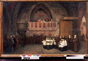 ""Vespers i kirken St. Frans av Assisi, Italia"" Maleri av Mikhail Petrovich Botkin (1839-1914) 1871 State Tretyakov Gallery, Moskva av Mikhail Petrovich Botkin