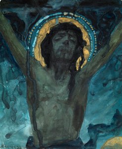""Kristus på korset"" Maleri av Mikhail Vasilyevich Nesterov (1862-1942) Dim 19x15,5 cm Privat samling av Mikhail Vasilievich Nesterov