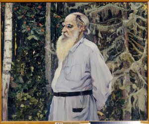 Portrett av forfatteren Leon N. Tolstoy (1828-1910) (Portrett av forfatteren Leo N. Tolstoy). Maleri av Mikhail Vasilyevich Nesterov (1862-1942), olje på lerret av Mikhail Vasilievich Nesterov