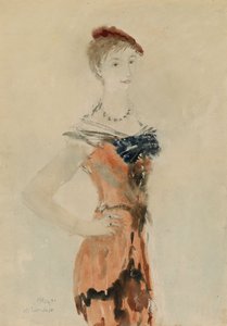 Lady with a Red Beret, 1935 av Mikhail Xenofontovich Sokolov