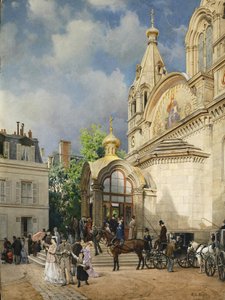Kommer ut av en kirke, 1870-1880-tallet av Mikhail Yakovlevich Villie