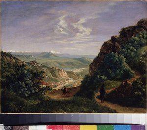 Utsikt over Pyatigorsk, Russland (Utsikt over Pyatigorsk). Maleri av Mikhail Yuryevich Lermontov (1814-1841), olje på lerret av Mikhail Yuryevich Lermontov